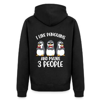 I Like Penguins Pinguin Geschenk - Unisex Premium Bio Zip Hoodie - Schwarz - Hinten - Nico (187cm)
