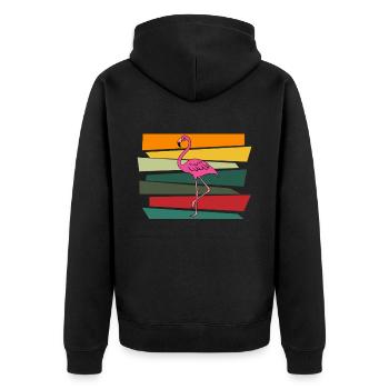 Flamingo Pink Flamingo Flamingo Geschenk - Unisex Premium Bio Zip Hoodie - Schwarz - Hinten - Nico (187cm)