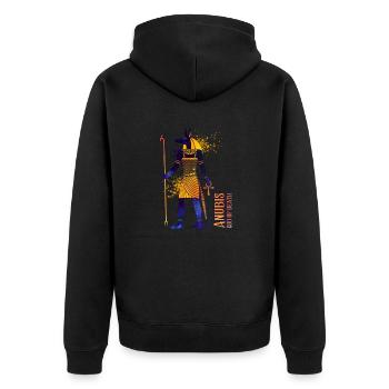 Colored drawing of the Egyptian god Anubis - Unisex Premium Organic Zip Hoodie - black - Back - Nico (187cm)