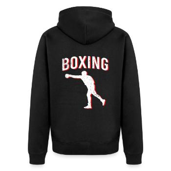 Boxing boxing - Unisex Premium Organic Zip Hoodie - black - Back - Nico (187cm)