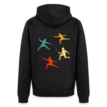 Fechten - Unisex Premium Bio Zip Hoodie - Schwarz - Hinten - Nico (187cm)