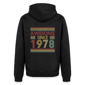 Génial depuis 1978 anniversaire rétro - Veste à capuche bio Premium Unisexe - noir - Dos - Nico (187cm)