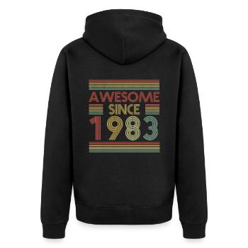 Awesome since 1983 retro birthday - Unisex Premium Organic Zip Hoodie - black - Back - Nico (187cm)