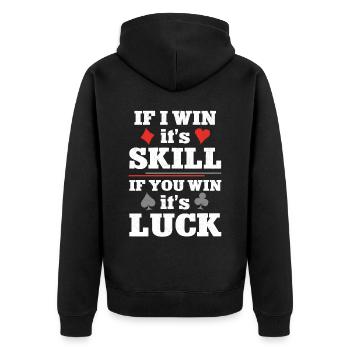 Poker Cards Vintage If I Win It'S - Unisex Premium Organic Zip Hoodie - black - Back - Nico (187cm)