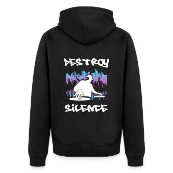 DJ Geschenk Musik Discjockey Disco Techno Rave - Unisex Premium Bio Zip Hoodie - Schwarz - Hinten - Nico (187cm)