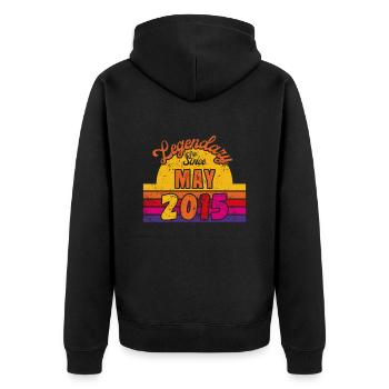 May 2015 - Geburtstag im Mai - Unisex Premium Bio Zip Hoodie - Schwarz - Hinten - Nico (187cm)