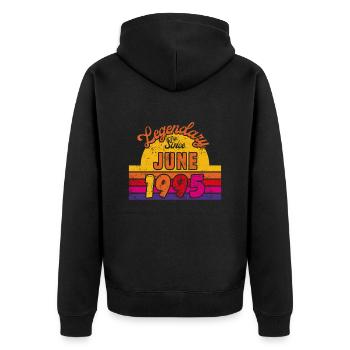 Juni 1995 - Geburtstag im Juni - Unisex Premium Bio Zip Hoodie - Schwarz - Hinten - Nico (187cm)