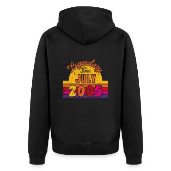 July 2005 - Geburtstag im Juli - Unisex Premium Bio Zip Hoodie - Schwarz - Hinten - Nico (187cm)