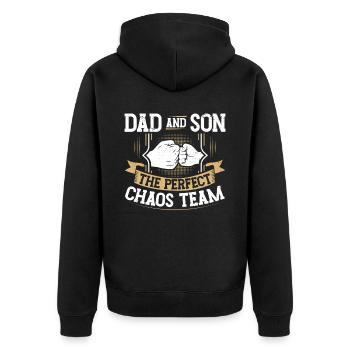 Dad and son - Das Perfekte Chaos-team Zum Vatertag - Unisex Premium Bio Zip Hoodie - Schwarz - Hinten - Nico (187cm)