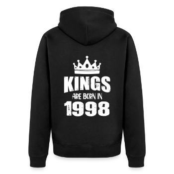 Kings are born in 1998 - Unisex Premium Organic Zip Hoodie - black - Back - Nico (187cm)