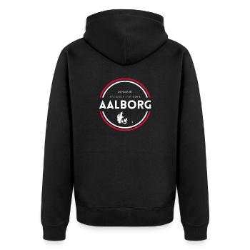 Aalborg I Dänemark Urlaub Motiv für Dänen - Unisex Premium Bio Zip Hoodie - Schwarz - Hinten - Nico (187cm)