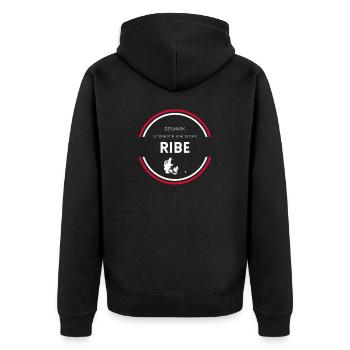Ribe I Dänemark Urlaub Motiv für Dänen - Unisex Premium Bio Zip Hoodie - Schwarz - Hinten - Nico (187cm)