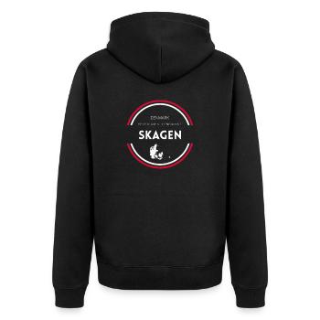 Skagen I Dänemark Urlaub Motiv für Dänen - Unisex Premium Bio Zip Hoodie - Schwarz - Hinten - Nico (187cm)