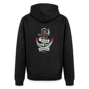 Skagen I Dänemark Urlaub Motiv für Dänen - Unisex Premium Bio Zip Hoodie - Schwarz - Hinten - Nico (187cm)