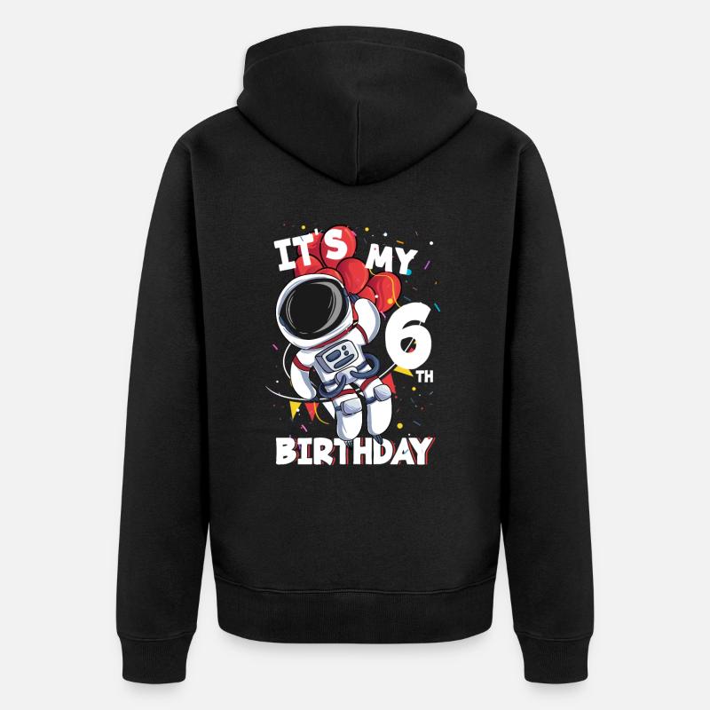 Astronaute 6e anniversaire - Veste à capuche bio Premium Unisexe - noir