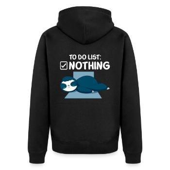 To do list nothing schlafendes Faultier - Unisex Premium Bio Zip Hoodie - Schwarz - Hinten - Nico (187cm)