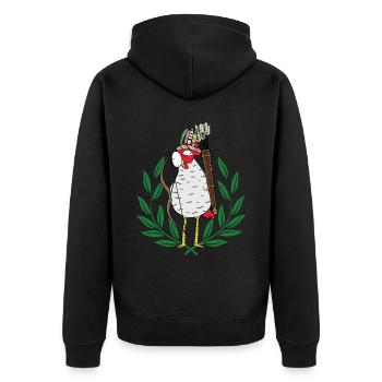 Huhn Krieger Hippie Hühner Pfeil - Unisex Premium Bio Zip Hoodie - Schwarz - Hinten - Nico (187cm)