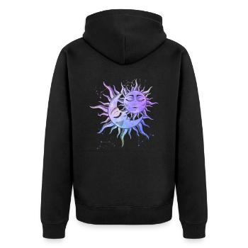 Sun Moon Love Occult Stars Magic Symbol - Unisex Premium Organic Zip Hoodie - black - Back - Nico (187cm)