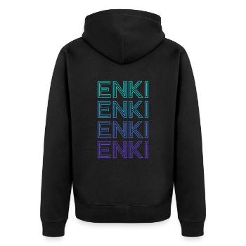 Enki God Ancient Sumerian Deity Retro - Unisex Premium Organic Zip Hoodie - black - Back - Nico (187cm)