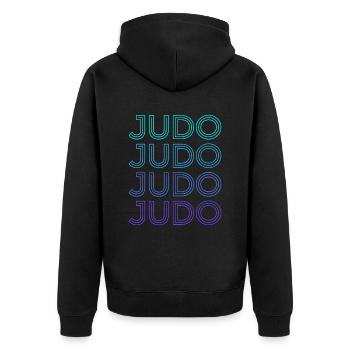Judo Judoka Retro - Unisex Premium Organic Zip Hoodie - black - Back - Nico (187cm)