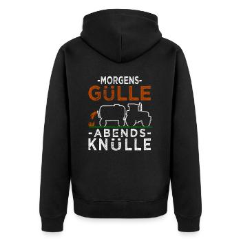 Gülle Landwirt Sprüche Bauernhof - Unisex Premium Bio Zip Hoodie - Schwarz - Hinten - Nico (187cm)