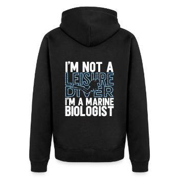 Meeresbiologie - Unisex Premium Bio Zip Hoodie - Schwarz - Hinten - Nico (187cm)