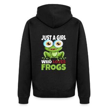 Just a Girl who loves Frogs Frog quakfrosch - Unisex Premium Organic Zip Hoodie - black - Back - Nico (187cm)