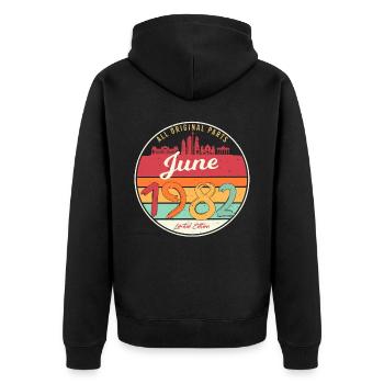 40e anniversaire 1982 Juin - Veste à capuche bio Premium Unisexe - noir - Dos - Nico (187cm)
