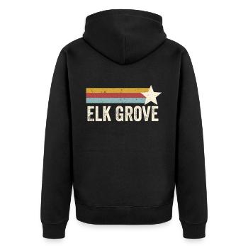 USA Stadt Stern Jahre Retro - Vintage Elk Grove - Unisex Premium Bio Zip Hoodie - Schwarz - Hinten - Nico (187cm)