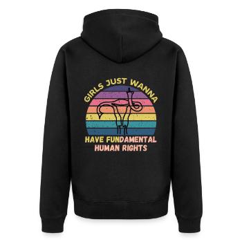Mädchen wollen nur grundlegende Menschenrechte haben - Unisex Premium Bio Zip Hoodie - Schwarz - Hinten - Nico (187cm)