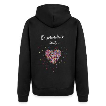 Brummbär mit Herz Papa Grossvater Vater - Unisex Premium Bio Zip Hoodie - Schwarz - Hinten - Nico (187cm)