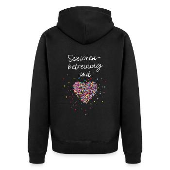 Seniorenbetreuung Mit Herz Altenpflege - Unisex Premium Bio Zip Hoodie - Schwarz - Hinten - Nico (187cm)