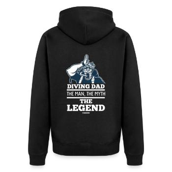 Diving Dad The Man The Myth The Legend - Unisex Premium Bio Zip Hoodie - Schwarz - Hinten - Nico (187cm)