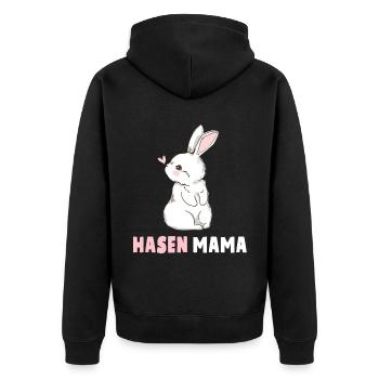 Hasen Mama Ostern Süßes Kaninchen Hasenmama - Unisex Premium Bio Zip Hoodie - Schwarz - Hinten - Nico (187cm)