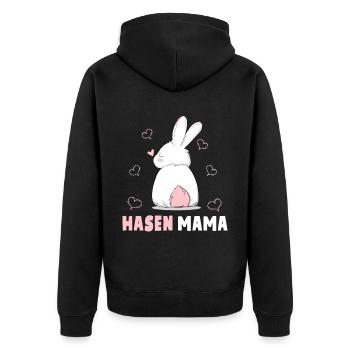 Hasen Mama Süßes Häschen Ostern Hasenmama - Unisex Premium Bio Zip Hoodie - Schwarz - Hinten - Nico (187cm)