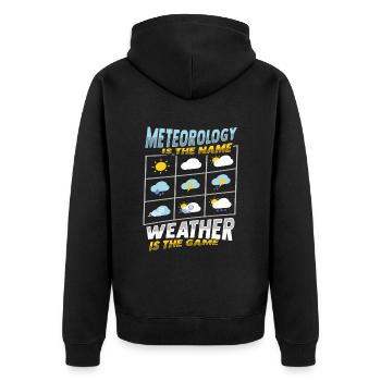 Meteorologe Wettervorhersage - Unisex Premium Bio Zip Hoodie - Schwarz - Hinten - Nico (187cm)