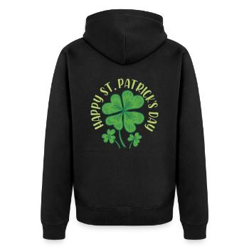 Happy St Patrick's Day St. Patrick's Day - Unisex Premium Organic Zip Hoodie - black - Back - Nico (187cm)