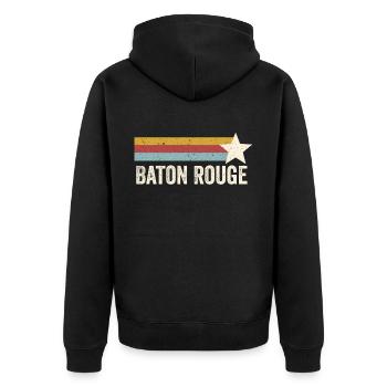 USA City Star Years Rétro - Vintage Baton Rouge - Veste à capuche bio Premium Unisexe - noir - Dos - Nico (187cm)