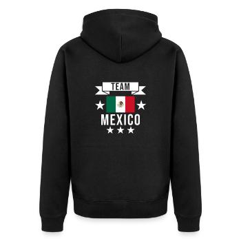 Mexiko Flagge Souvenir Heimat Urlaub Mexikaner - Unisex Premium Bio Zip Hoodie - Schwarz - Hinten - Nico (187cm)