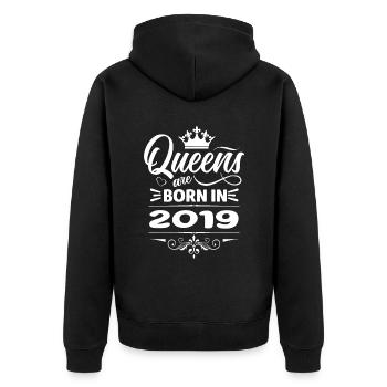 Queens Are Born In 2019 - Unisex Premium Organic Zip Hoodie - black - Back - Nico (187cm)