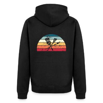 Retro Gemälde Sonnenuntergang Vintage Maler Sonnenaufgang - Unisex Premium Bio Zip Hoodie - Schwarz - Hinten - Nico (187cm)