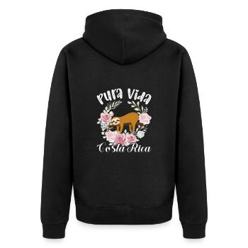 Costa Rica - Unisex Premium Bio Zip Hoodie - Schwarz - Hinten - Nico (187cm)
