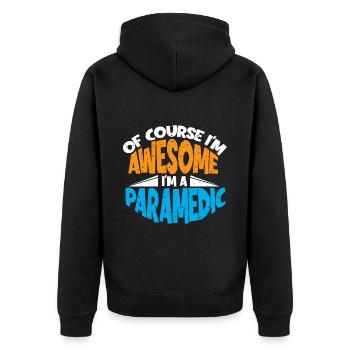 Rettungssanitäter Paramedic Rettungsdienst Ems Emt - Unisex Premium Bio Zip Hoodie - Schwarz - Hinten - Nico (187cm)