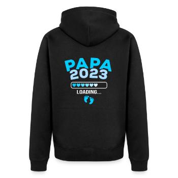 Papa 2023 loading - Unisex Premium Bio Zip Hoodie - Schwarz - Hinten - Nico (187cm)
