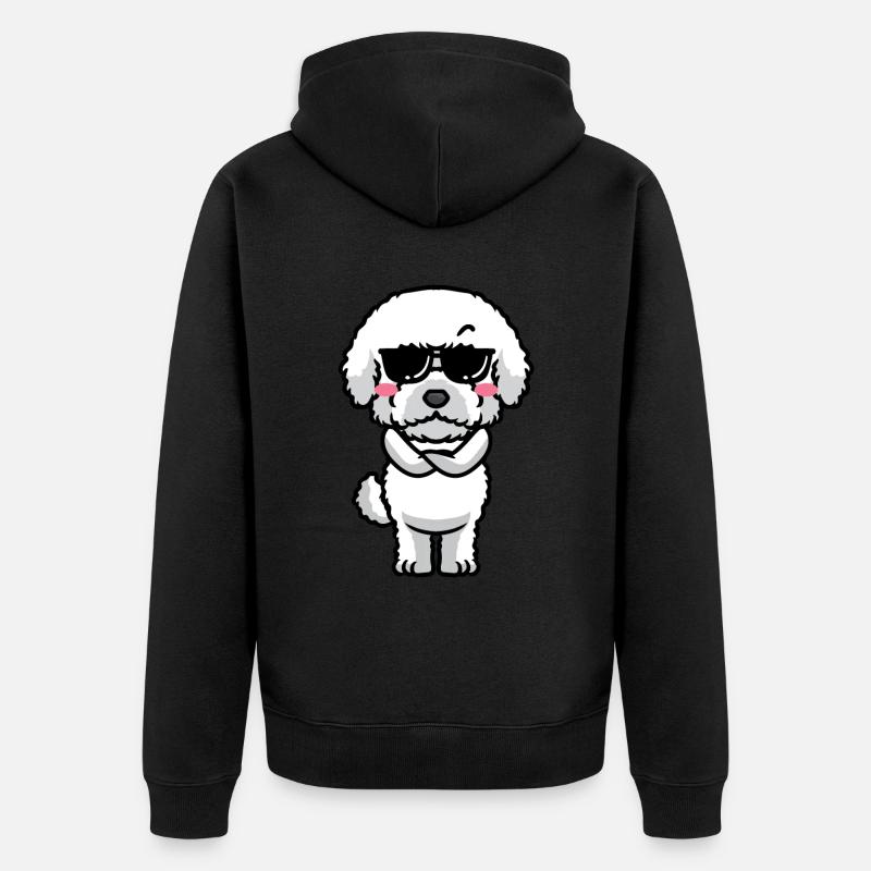 Bichon Frisé Chien Bouclé Bichon - Veste à capuche bio Premium Unisexe - noir