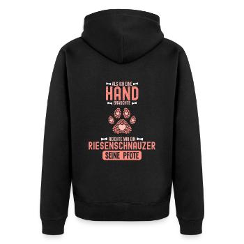 Geschenkidee Riesenschnauzer - Unisex Premium Bio Zip Hoodie - Schwarz - Hinten - Nico (187cm)