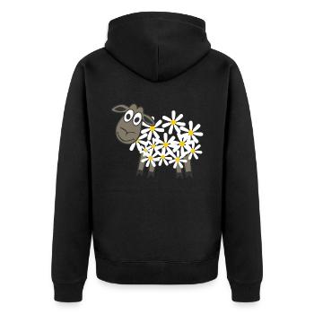 Schäfchen Gänseblümchen Schaf Schafe - Unisex Premium Bio Zip Hoodie - Schwarz - Hinten - Nico (187cm)