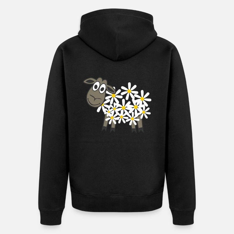 Schäfchen Gänseblümchen Schaf Schafe - Unisex Premium Bio Zip Hoodie - Schwarz