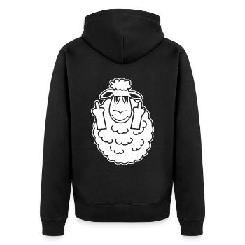 Schäfchen Schafe Mittelfinger Schaf - Unisex Premium Bio Zip Hoodie - Schwarz - Hinten - Nico (187cm)