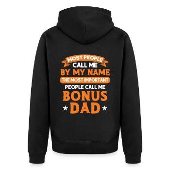 Bonus Dad Bonus Father Stepfather Bonus Papa - Unisex Premium Organic Zip Hoodie - black - Back - Nico (187cm)